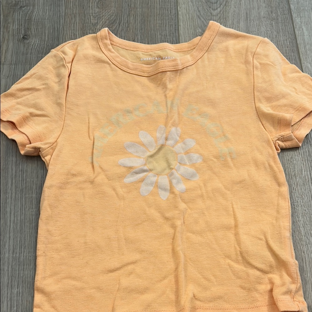 American Eagle Outfitters Orange Graphic Short Sleeve Tee